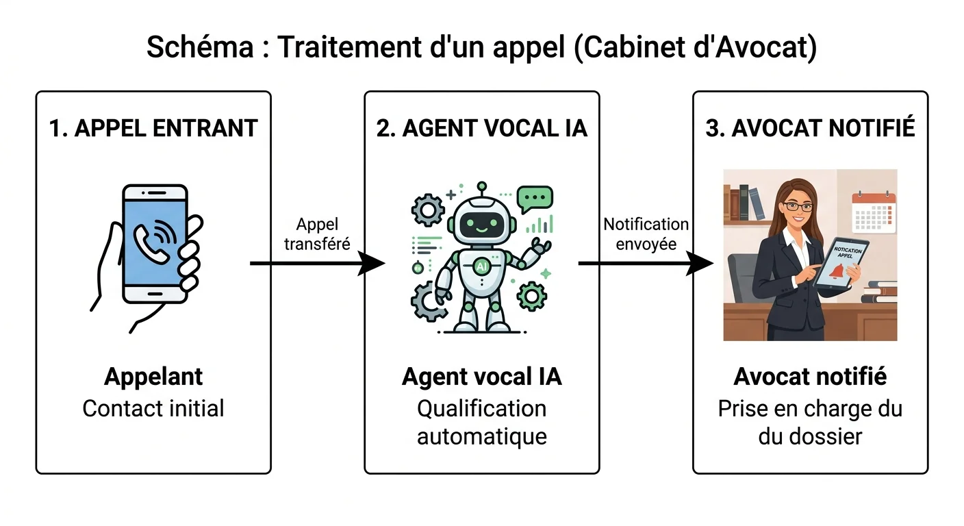 Schéma traitement appel cabinet avocat