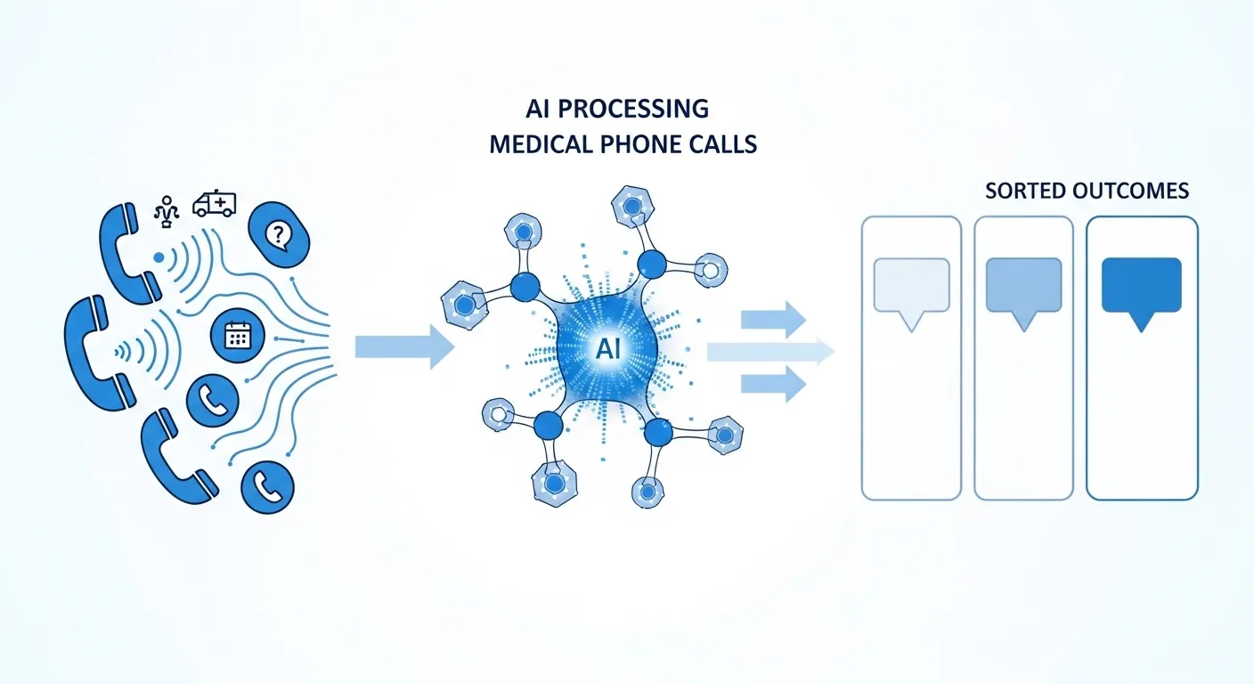 Schéma du flux de traitement des appels médicaux par IA vocale