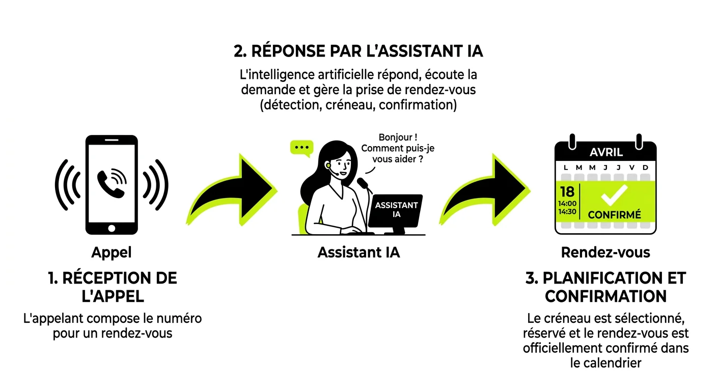 Schéma flux appel IA vers rendez-vous