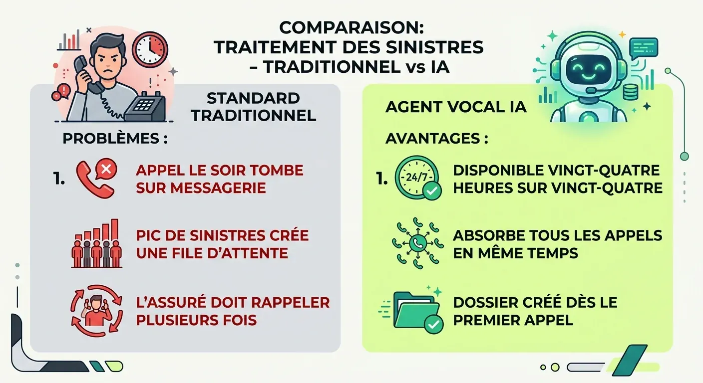 Comparatif standard traditionnel vs agent vocal IA pour les assurances