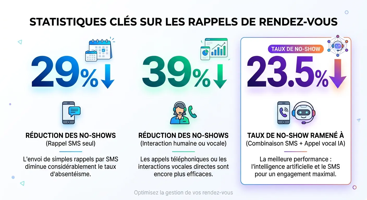 Statistiques sur l'efficacité des rappels de rendez-vous