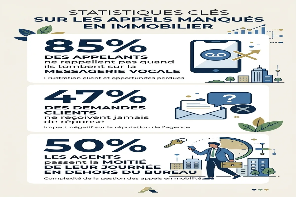 Infographie : statistiques clés sur les appels manqués en immobilier